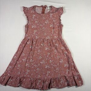 Poppies and Roses Floral Ruffle Hem Dress Ditsy Boho Prairie Tea Party Girls M